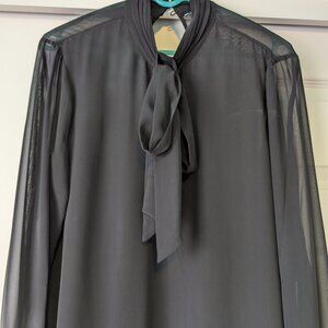 Marciano Sheer Black Bow Blouse